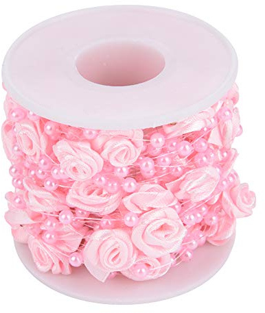 GLOGLOW Rollo de Cuentas de Perlas, Cuerda de Rosas Conectadas para la Decoración de la Fiesta de Bodas para el árbol de Flores Garland Bridal Bouquet Pearl Bead Roll, 10m/Roll Artificial Pearl Nan