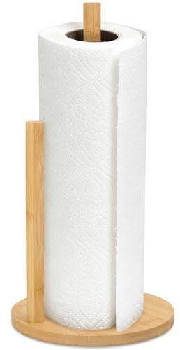 FALSKT Portarotolo da Cucina in Piedi Legno Porta Scottex Cucina con Braccio Antirollio Portascottex per Bagno Soggiorno