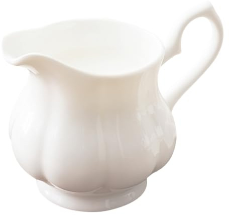 Pot à Lait en Céramique de 230ml Style Européen Blanc | Usage Maison ou Café, Facile à Nettoyer, Multi-usage, Porcelaine, Versement Précis, Format Compact