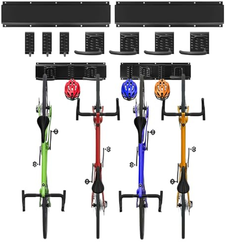 Storystore Fahrrad Wandhalterung 32 Zoll für 4 Fahrräder + 3 Helme