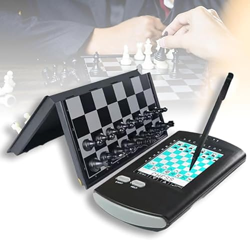 Elektronisches Schachspiel, faltbares magnetisches Schachbrett, 220 Klassische Spiele, Gegner mit Mehreren Schwierigkeitsstufen, LCD-Display und Sensorstift, für Einzelspieler