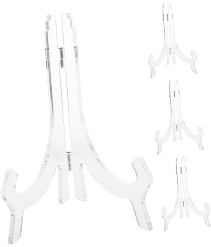 GRIRIW Supporto per Piatti in Plastica Trasparente da 16 Cm, Espositore Portavassoio da Galleria per Stoviglie e Album, Set da 4 Pezzi per Esposizione in Casa, Ristorante e Gallerie