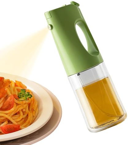 Vaporizador de de oliva - 400 ml Control de porciones recargable de vidrio | Botella dispensador de para cocina y aire freidora - Para freidora de aire, pastelería, barbacoa, cocina