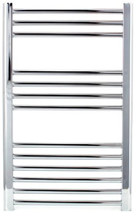 Greenedhouse Chrome Straight Heated Towel Rail W400mm x H800mm Flat Central Heating Towel Radiator Bathroom Rack