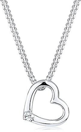 Elli Halskette Damen Herz Anhänger mit Kristall in 925 Sterling Silber