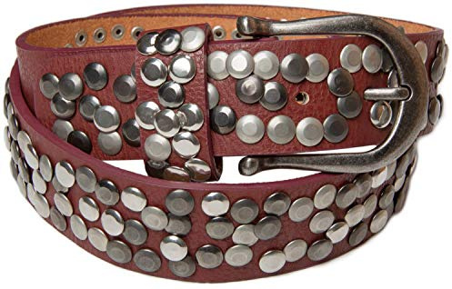 styleBREAKER Ceinture à clous pour femmes avec différentes clous, ceinture en simili cuir unie, ceinture pour femmes ajustable 03010008, couleur:Rouge brun, taille:85cm
