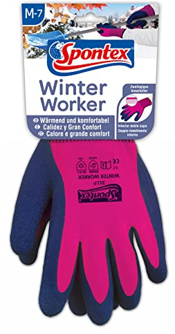 Spontex Winter Worker Handschuhe, Arbeitshandschuhe mit Innenfütterung für hohen Kälteschutz, mit Latexbeschichtung, Größe M, 1 Paar
