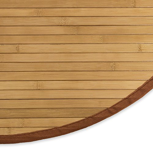 Homestyle4u 363, Bambusteppich rund 200 cm Bambusmatte Bad Teppich rutschfest braun mit Bordüre