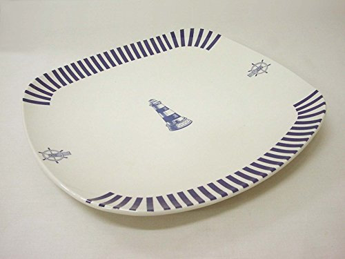 BAJOPLATO BAJO PLATO BANDEJA PRESENTACION DONG PORCELANA MOTIVOS MARINOS AZUL RAYAS AZUL