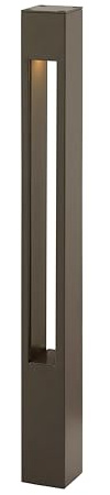 Hinkley Atlantis 12V Large Square Landscape Bollard, Aluminum, Etched Glass Lens, Modern, LED Bulb Included, Bronze Finish
