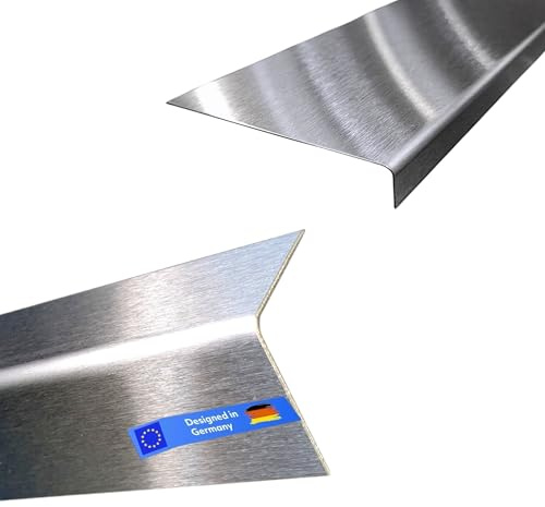 Gastro-Blechdesign Winkelprofil Edelstahl - 2m lang - 2x1,5cm - 0,8mm stark - K240 geschliffen V2A - Winkelblech Edelstahlwinkel -200cm 2000mm- Kantenschutz Edelstahl Winkelprofil 20x15mm