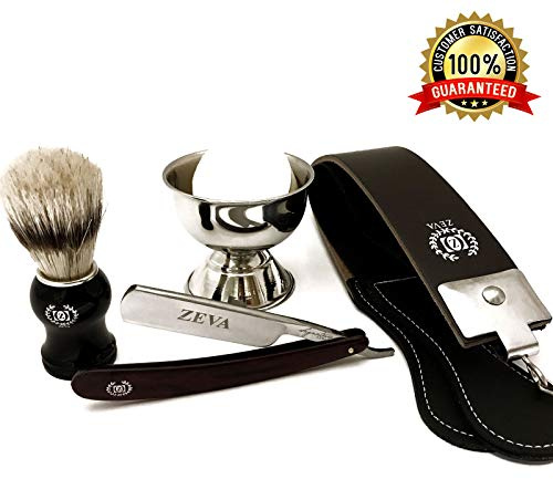 MEN'S SHAVE READY WET CUT THROAT 5 PC STRAIGHT RAZOR SHAVING SET HOLIDAY OFFER
