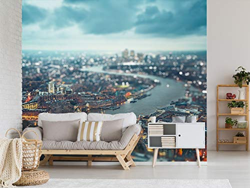 Fotomural Vinilo para Pared Anochecer en el Río Támesis Londres | Fotomural para Paredes | Mural | Vinilo Decorativo | Varias Medidas 600 x 300 cm | Decoración comedores, Salones, Habitaciones...