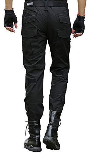 LHHMZ Pantalons Cargo Tactiques Militaires de Combat pour Hommes Pantalon Noir de Plein air d'aventure Pantalon de Chasse avec genouillères
