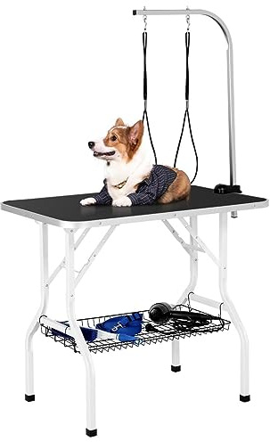 Yaheetech Tavolo da Toelettatura e Tosatura per Cani Gatti Animali Nero