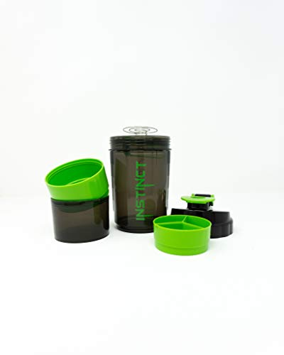 NK GLOBAL Shaker Botella Mezclador de proteína a Prueba de Fugas Mezclador con Compartimento para Polvo y Pastillas Mezclador fácil Mezclador no tóxico sin BPA Mezclador