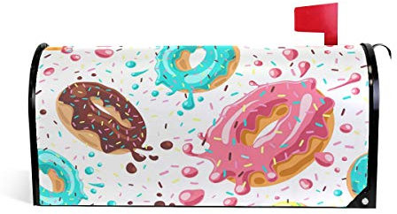 Linomo Magnetischer Briefkasten-Abdeckung, bunt, Donut-Briefkasten, Briefkasten-Abdeckung, für Haus, Garten, Hof, Außendekoration, für übergroße Größe 63,5 x 53,3 cm