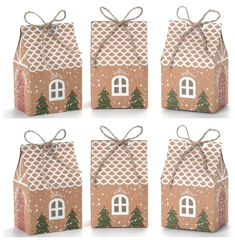 HSEAMALL 50 Stück Geschenktüten Weihnachten Papiertüten klein geschenkboxen Kraftpapier Geschenkbox Süßigkeiten Box Gastgeschenke Hochzeit Kleinigkeiten für Adventskalender zum Befüllen