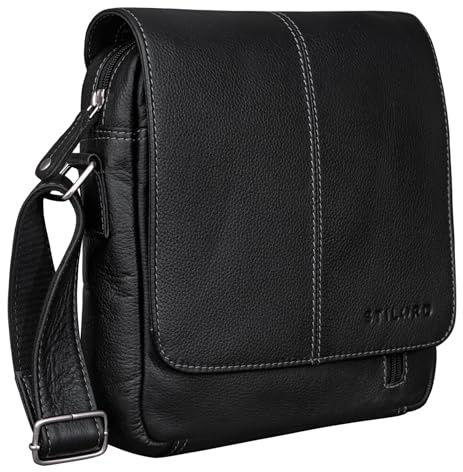 STILORD Matt Ledertasche Männer klein Vintage Umhängetasche Schultertasche Herrentasche für 9,7 Zoll iPads Tablet Herrenhandtasche Messenger Bag Echtes Leder Farbe:Mocca - Dunkelbraun
