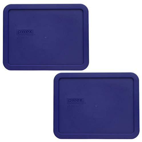 Pyrex 7211-PC Navy Blue Plastic Rectangle Replacement Storage Lids - 2 Pack | BPA-Free Plastic | Rectangular Shape | Replacement Cover | Top-Rack Dishwasher Safe | Durable Construction