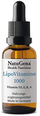 NatuGena Lipo Vitamine 1000, Vitamin D3, E, K, A, trägt zu einer normalen Funktion des Immunsystems bei, 15 ml Familienpackung