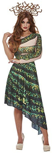 Amakando Außergewöhnliches Schlangen-Kostüm Hydra/Grün-Schwarz S (34/36) / Medusa Kleid mit Haarreif für Frauen/Perfekt geeignet zu Kostümfest & Mottoparty