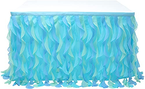 GYHH Tüll Tischrock Tutu Rüschen Meerjungfrauen-Rüschen-Tischrock Aus Weidengeflecht, Für Babyparty,Baby-Hai, Geburtstagsparty Oder Hochzeit,Tutu-Tischrock (14 FT(L) x 30 IN(H),Mixed Blue-1)