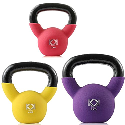 KK Kettlebells Cast Iron Neoprene Coated Weights Lifting Strength Training Home Gym Exercise (Set- 2, 4, 6kg)