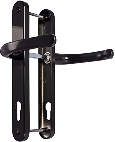UPVC Door Handles - Black - Lever/Lever - 92mm PZ (Centres) - 210mm Screw to Screw - Backplate 242mm X 34mm - UPVC Door Handle - External Door Handle - Black Replacement UPVC Door Handles