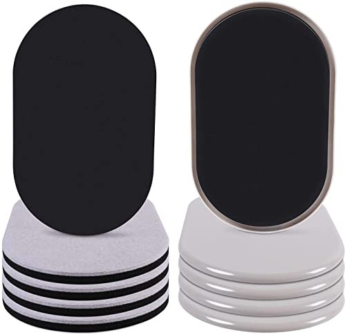 Ezprotekt Cada paquete de 4 deslizadores de muebles ovalados y 4 almohadillas deslizantes de fieltro para muebles, planeador de muebles de fieltro para superficies de piso de madera dura, beige