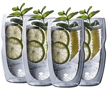 Masterpro Mixology - Uppsättning av 4 stycken Glas Liquor 50 ml, Borsilikat, Dubbelvägg, Transparens, Från -20° till 200 °