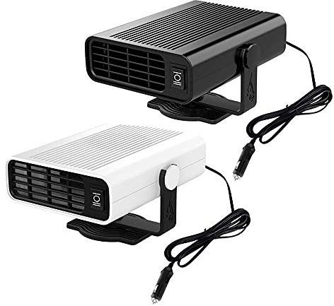 Riloer Autoheizung 12V 12W, 2 in 1 Heizlüfter, Elektrischer Scheibenentfroster Fensterbeschlag Tragbarer Sommerlüfter 360 ° drehbar