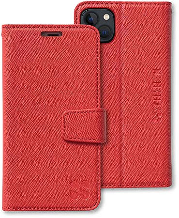 SafeSleeve EMF Protection Anti Radiation iPhone Case: iPhone 13 Mini RFID EMF Blocking Wallet Cell Phone Case (Red)