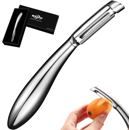 SUCCFLY Potato Peeler Stainless Steel, Premium Vegetable Peelers for Kitchen, Fruit & Veggie Peeler, Carrot Cucumber Apple Peeler，Ultra Sharp Serrated Blade，Ergonomic Non-Slip Handle (5-year warranty)