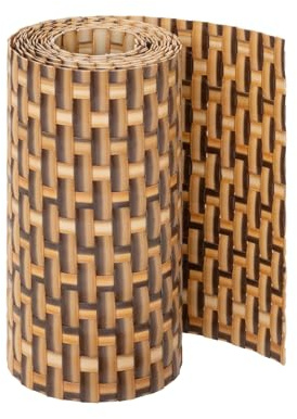 Jardinion Sichtschutzstreifen 250cm x 19cm Hellbraun Polyrattan | für Doppelstabmatten, Doppelstabmattenzaun Sichtschutz, Stabmattenzaun, Zaunblende Rattan Optik, Balkon, Garten