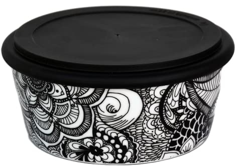 Mahlwerck Bowl to Go aus Porzellan mit auslaufsicherem Deckel, große Porzellan Lunch-Box to go, Salatschüssel, mikrowellegeignet, Aufbewahrung, Weiß Schwarz, Made in Germany, 850 ml