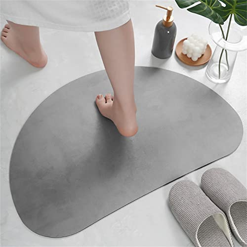 Heeboode Badematte Rutschfester Badezimmerteppich Absorbierender Badteppich 40x60cm Duschmatte Schnelltrocknende Badematte Home, Badvorleger rutschfest Waschbar, Bad Teppiche Badezimmermatte Halbrund