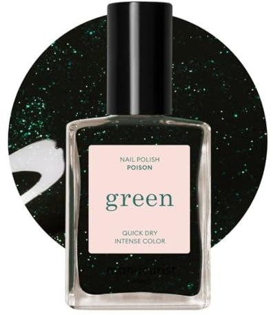 Manucurist - Green Poison - Green Glitter Nail Polish - Natural Classic Nail Polish 9-Free - Vegan and Plant-Based - Manicure & Nails Care - 15 ml