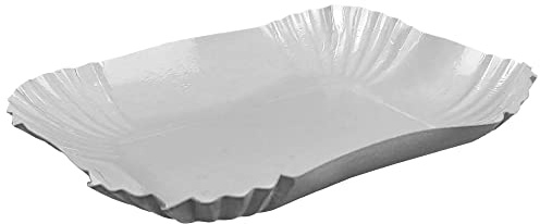Gastro-Bedarf-Gutheil 50 Weiße einweg Pappschalen Pappschüsseln für z.B Currywurst und Pommes Pappteller 13x18x3cm
