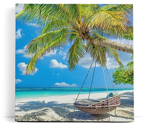 Paul Sinus Wandbild 80x80cm Karibik Traumstrand Sand Meer Palmen Sonnenschein