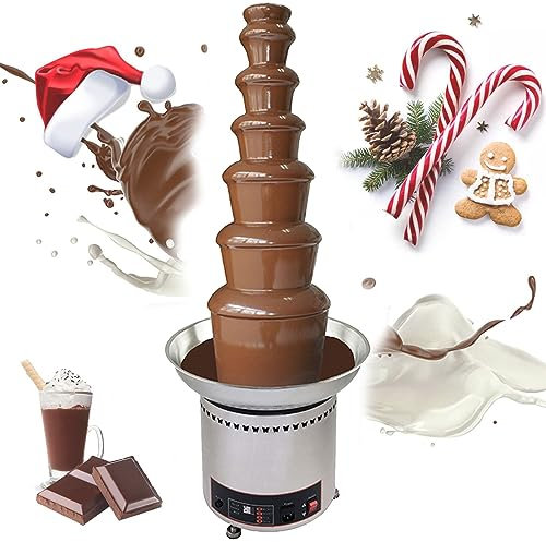 GIZMIT Electric Chocolate Fondue Fountain, Electric Melting Machine with Hot Melting Pot Base, Commercial Hot Chocolate Fondue for Fruits, Nuts, Treats, BBQ Sauce, Ranch, Cheese,7Tier