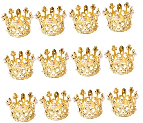 ifundom 12 Stück Kronen-Serviettenringe Strass-Perlen-Tiara Serviettenhalter Glitzernde Serviettenschnalle Für Hochzeit Erntedankfest Weihnachten Party Tischdekoration Goldfarben