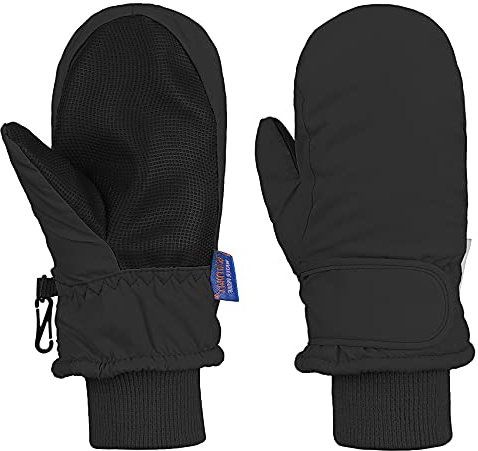 Durio Gants de Ski pour Enfants et Jeunes Enfants Gants étanches Moufles Chaudes Gants pour Enfants de 1 à 6 Ans Noir 2-4 Ans