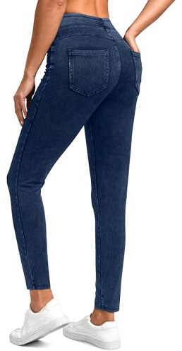 Rammus Jeggings Pull on Stretchy Jeans for Women High Waisted Skinny Jean Leggings Tummy Control Denim Pants with Pockets Medium denim/29 XXL