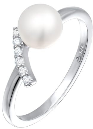 Nenalina Ring Silber 925 Damen Silberring Damenring mit Süßwasserperle (4 mm) und Zirkonia