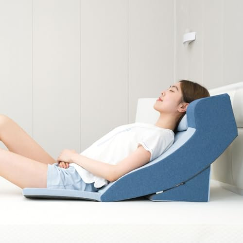 keilkissen bett keilkissen bett kopfteil Blue Acid Reflux Pillow Travel, 14 Zoll hohes Bettkeilkissen für Gerd nach Operationen, Zerebralparese, Mastektomie, Erholung, Schnarchen, 2-in-1-Design-Schräg