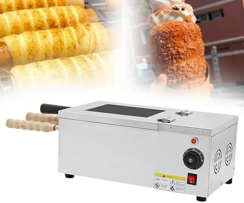 Máquina de horno con rodillo for pasteles for uso comercial | 2 varillas de acero inoxidable | Máquina for hacer pasteles de chimenea | Máquina de refrigerios for hacer parrilladas y rollos de pan con