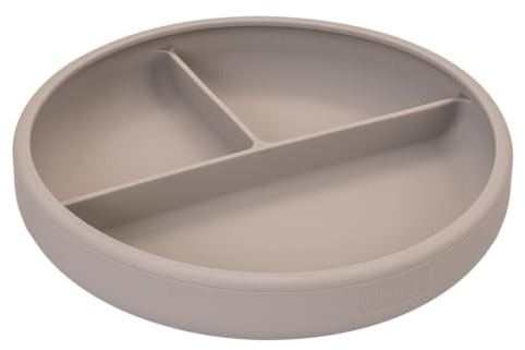 Little Lurch Teller Kinderlerngeschirr aus Silikon mit Saugfuß warm grey