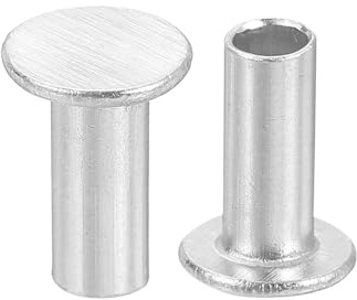 sourcing map Lot de 50 rivets semi-tubulaires, 5 mm x 12 mm en aluminium à tête plate ronde et plate pour réparation industrielle et domestique, argenté