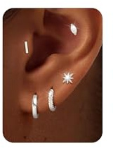 ZHESHY 5 Paar Ohrringe Silber 925 Set Für Damen 14k Vergoldet Kleine Ohrstecker Creolen 925 Set Stapelbar Zirkonia Hypoallergen Stecker Ohrringe Schmuck Helix Piercings Ohr Für Mehrere Ohrlöcher